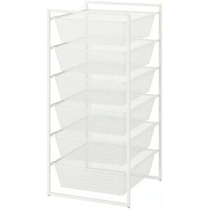 6-Tier Mesh Drawer Storage Organizer combination, white, 19 5/8x20 1/8x41"